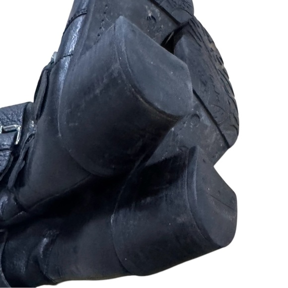 Clarks 1825 Black Leather Ankle Biker Boots Triple Buckle Zipper Women Size 8.5M - Picture 11 of 12